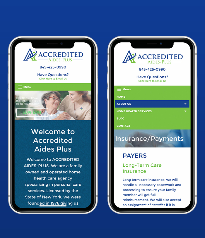 Accredited Aides-Plus Website Phone Mockup