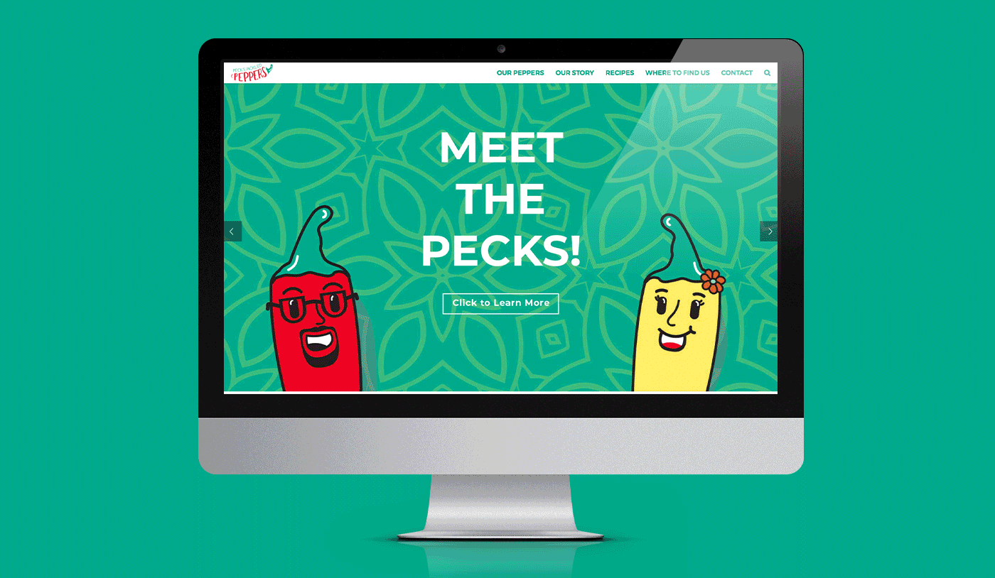 Peck's Pickled Peppers Desktop motion Website Mockup