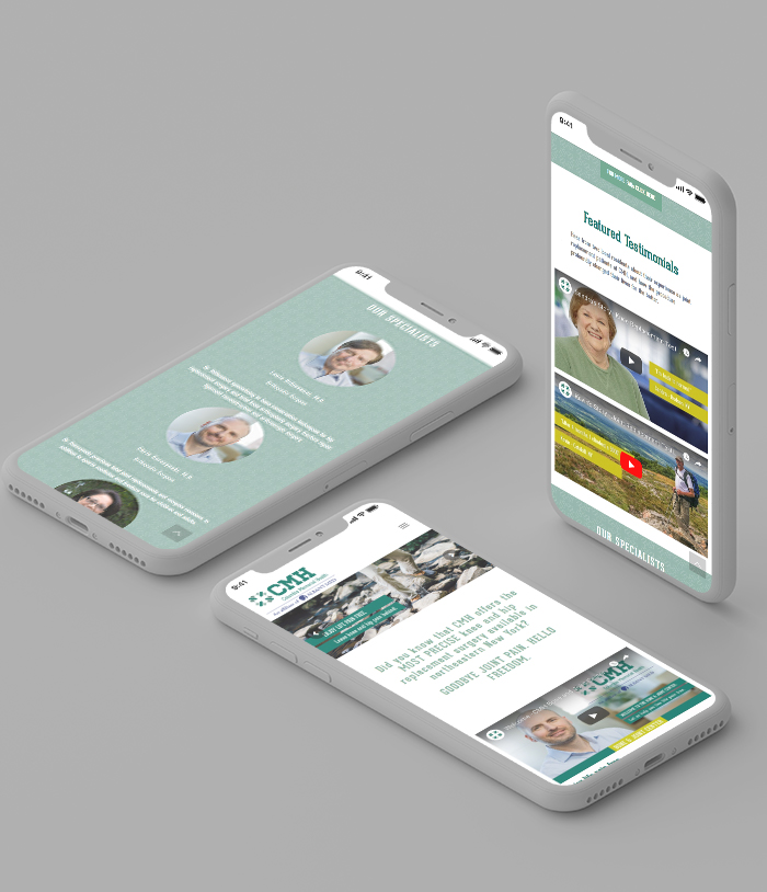 Columbia Memorial Health mobile micro website motion mockups