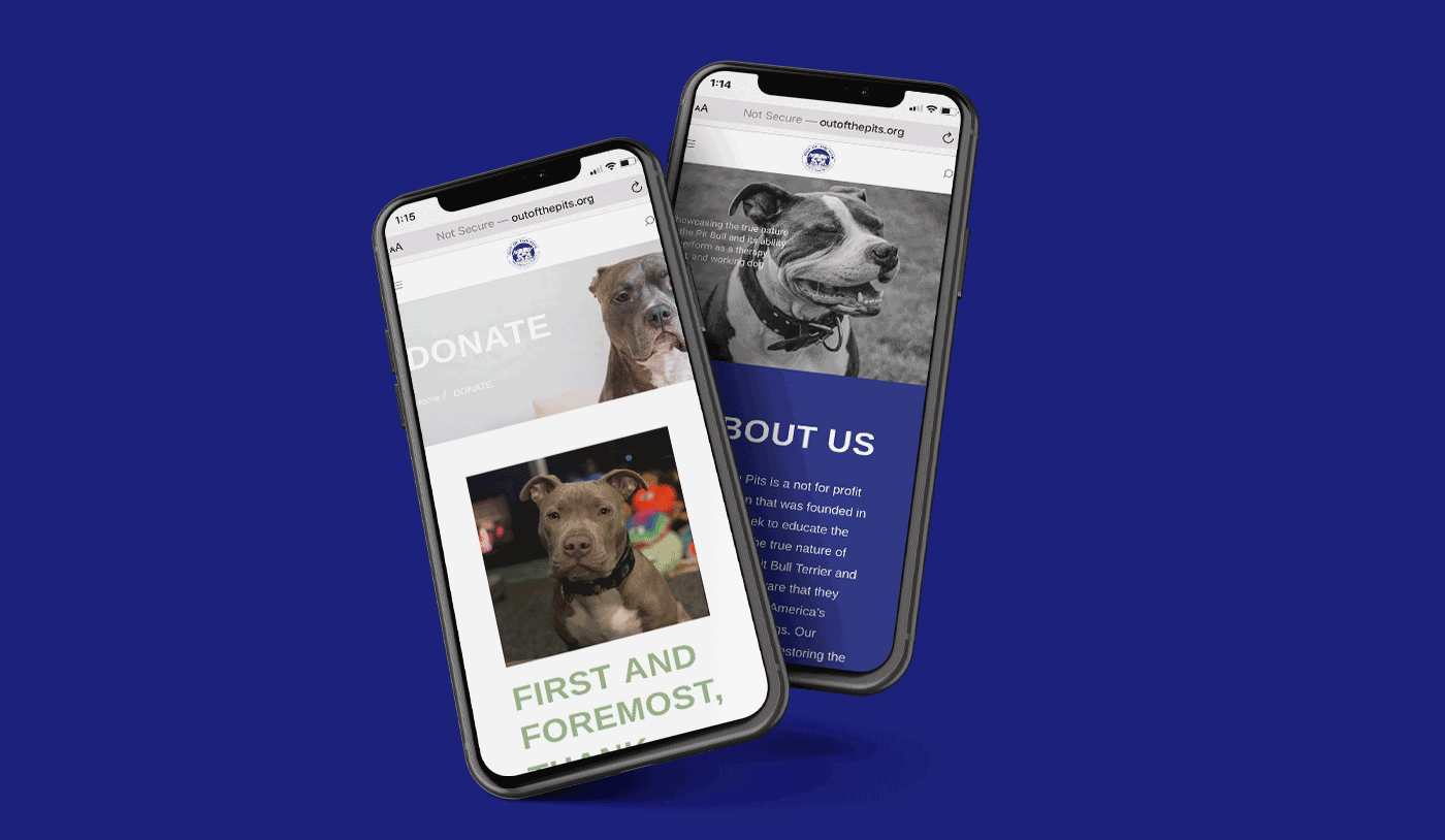 Out of the Pits, Inc. Website Phone GIF Mockup