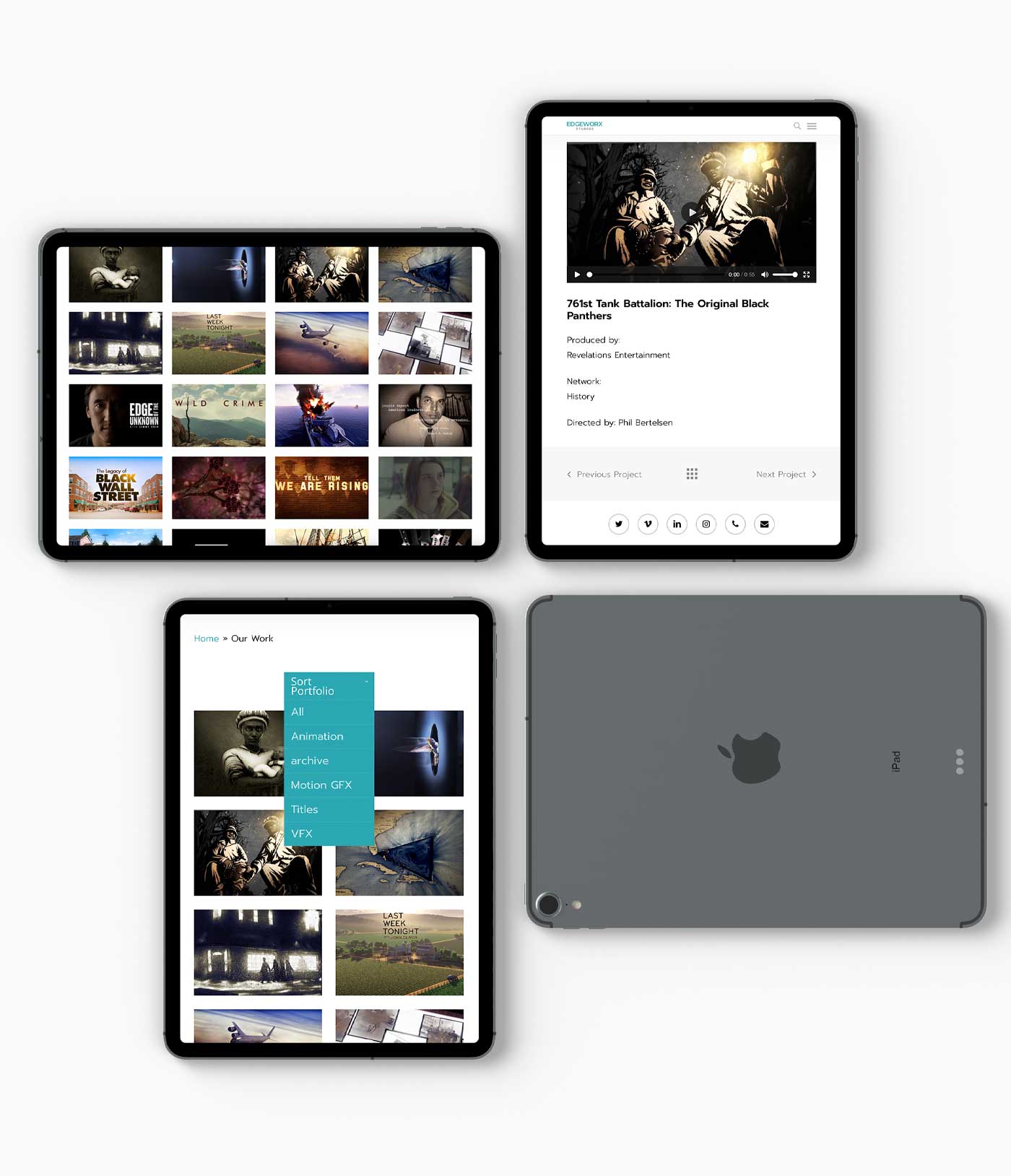 ipad view of website for Edgeworx Studios